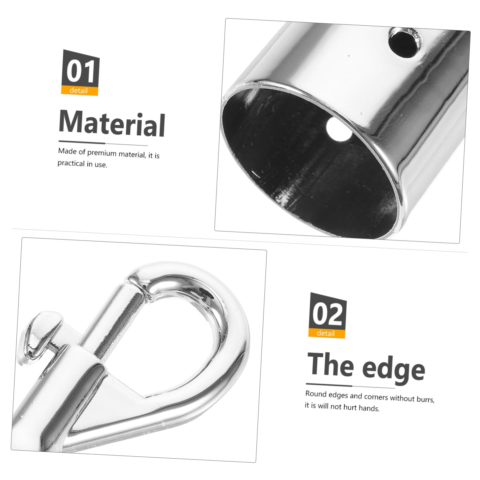 CIYODO 2pcs Guardrail Lanyard Hook Protection Crowds Control Stanchions Rope Hook Aluminum Alloy Fall Protection Lanyard Hook Silver