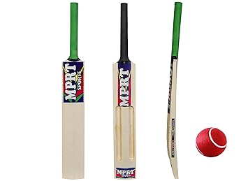 Wooden 4 Scoop Cricket Bat & Ball for Soft Tennis Bat Size 4 for Age Group 9-11 Cricket Kit
