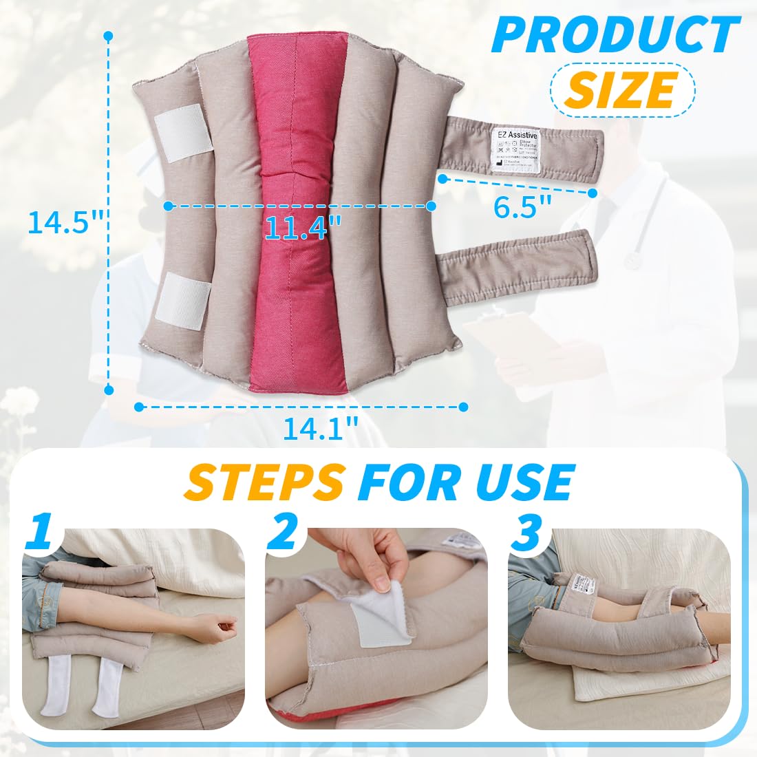 EZ Assistive Coderas protectoras de soporte de codo para ancianos y pacientes postrados en cama, protector de codo con fibra suave, 1 unidad