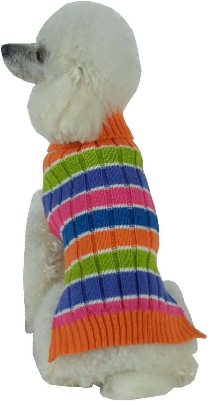 Pet Life ® Tutti-Beauty Heavy-Knitted Designer Fall and Winter Dog Sweater with Turtle Neck Warm Pet Sweater