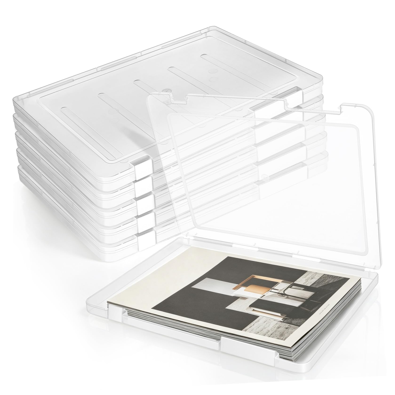 FRCOLOR 6 Piezas Caja de Archivos A4 Transparente de Plástico, , Blanco