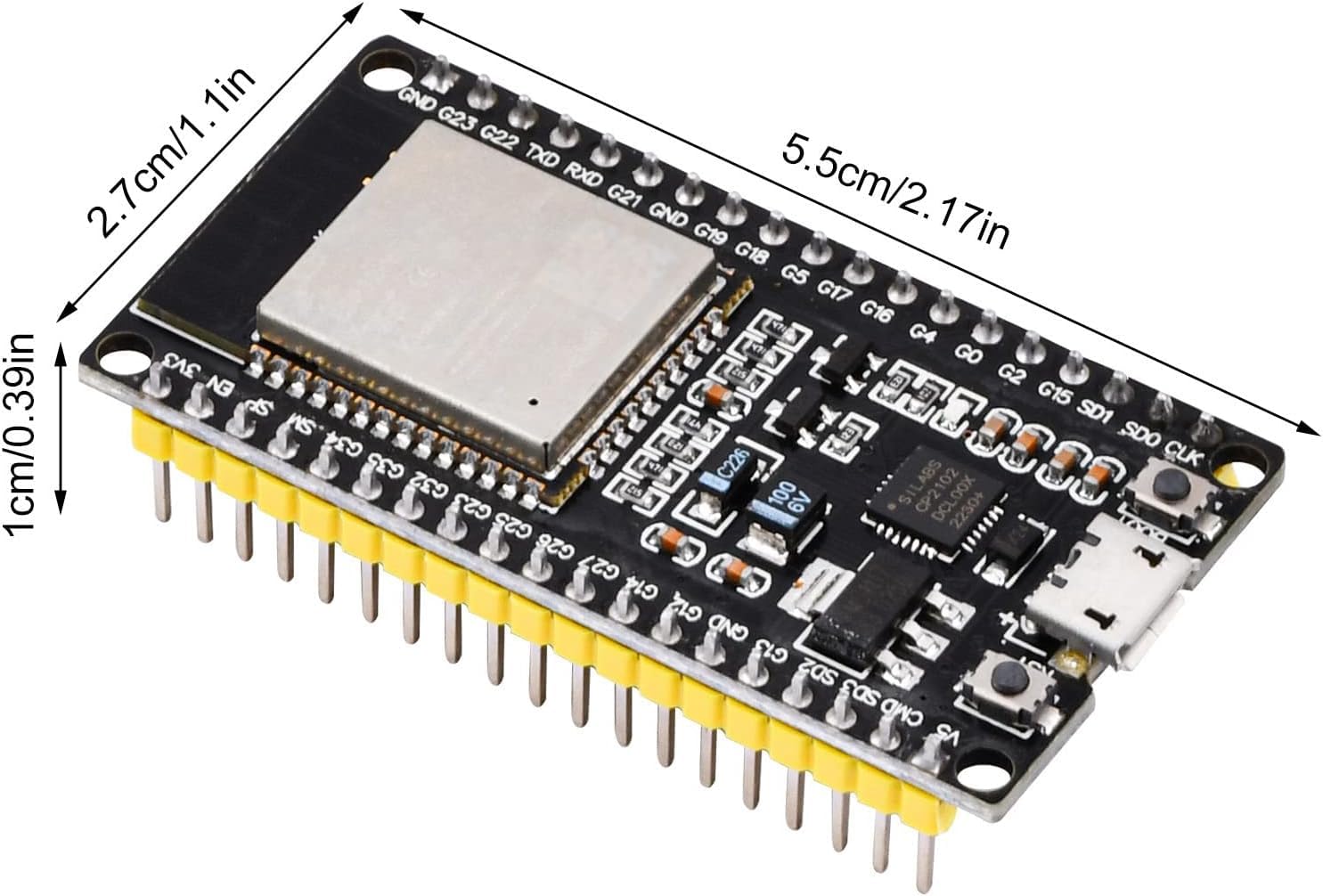Diymore 2 Pezzi per ESP32 Dev Kit C Breakoutboard NodeMcu per ESP32 Scheda di Sviluppo 2,4 GHz Dual Core WLAN WiFi Bluetooth CP2102 Chip