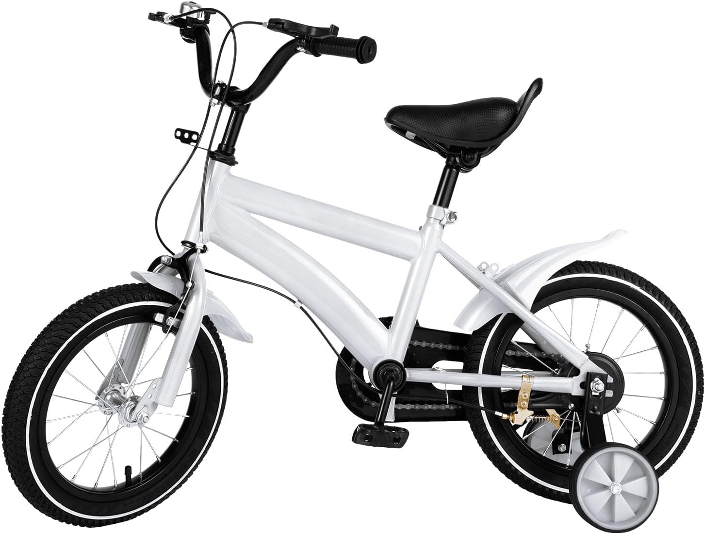 Children's 14 Inch Bike with Training Wheels - High Carbon Steel Frame, Fenders for Kids 3-6 Years Old