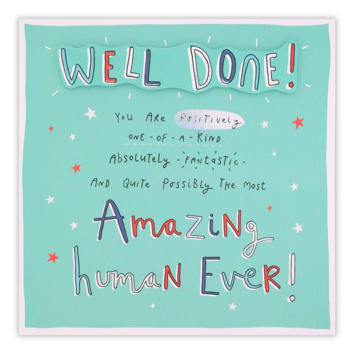 Clintons: Text On Aqua, Congratulations Card, 159x159mm, Multi-Colour, 1164742
