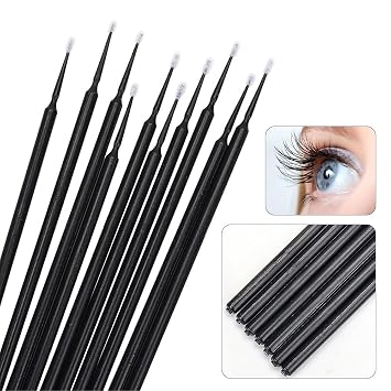 400 PCS Micro Applicator Brushes Disposable Eyelash Extension Micro Brush Mascara Wands For Lash Remover Brush Tools Black(head diameter 1.5mm)
