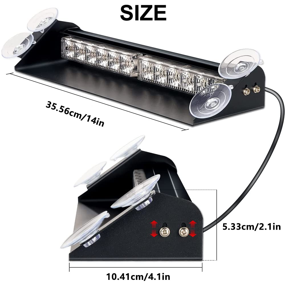 Riloer Barra de luces estroboscópicas de emergencia Dash 2 en 1 con 24 LED de alta intensidad y lentes ópticas Tir compatible con ámbar/blanco universal