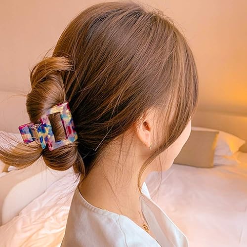 Miniatura 7 de MagicSky 4 pinzas para el cabello pasadores acrílicos de plátano clips de celuloide de mariposa francesa abrazadera de dientes de pin con estampado