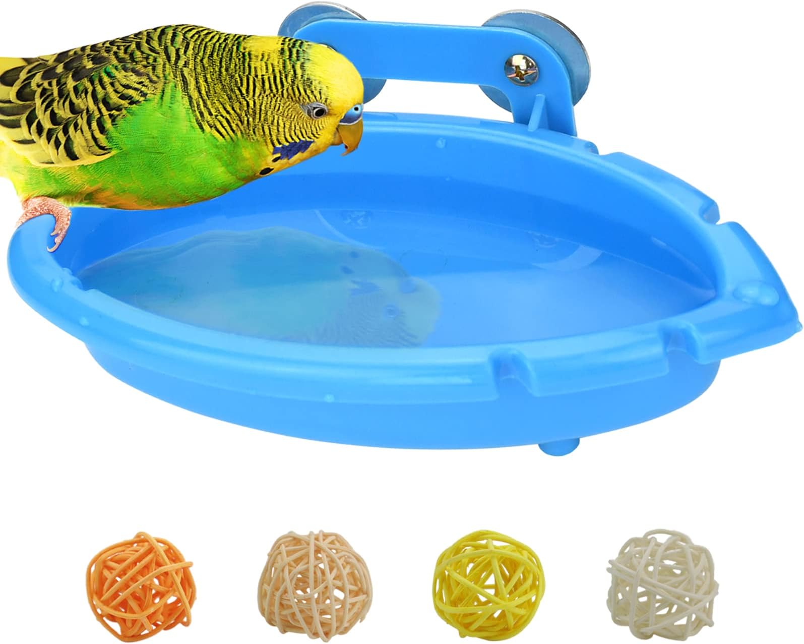 Mygeromon Bird Bath for Cage-Small Tub Bowl for Hang Inside Cage Birdbath Shower for Parrot/Parakeets/Cockatiels/Canary/Budgerigar (Blue)