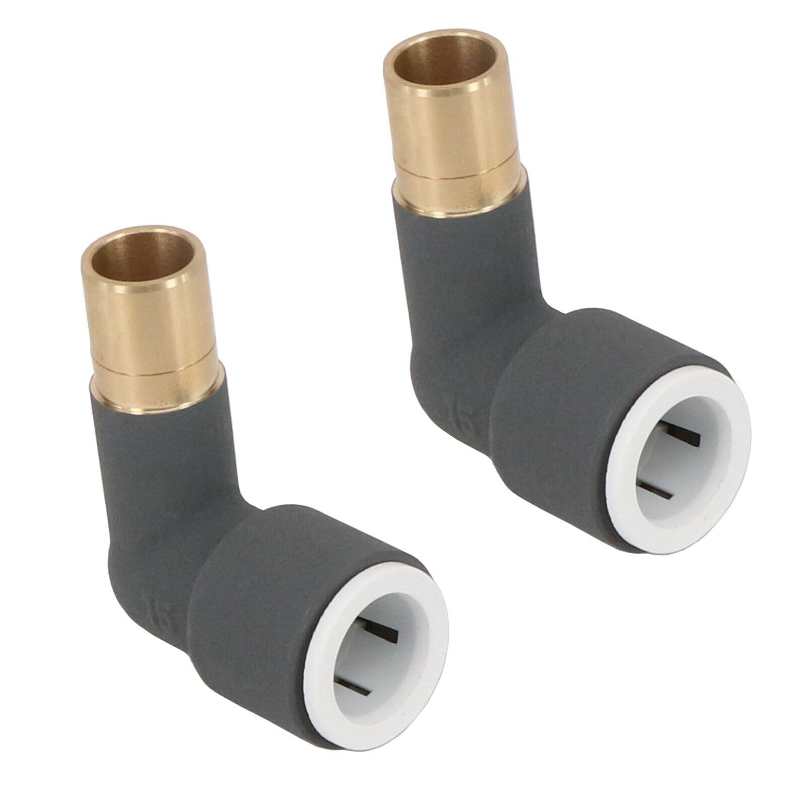 22.5 Team Controls Anthracite Radiator Valve Reducer Elbow Compression 15Mm X 15Mm Push Fit X 2