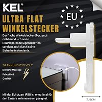 KEL Ultra Lapos Szögelfordító Dugó 5db Fehér 2P 6A Csatlakozó Hosszabbító Javításhoz 3