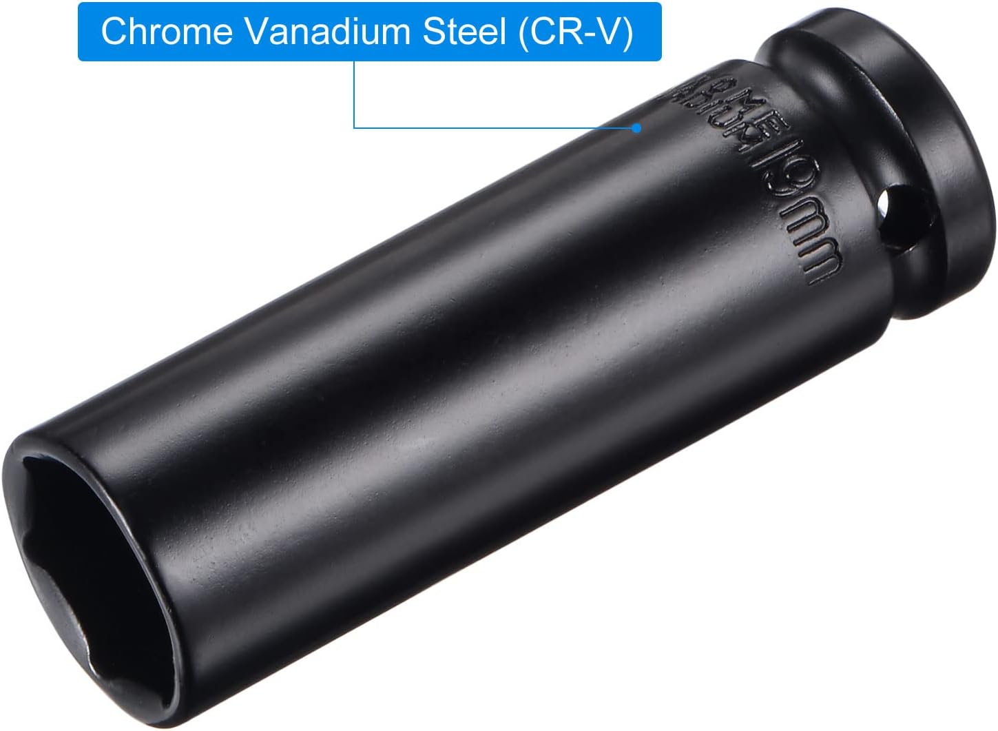 uxcell 1/2" Drive by 19mm Deep Impact Socket, Heat-Treated CR-V Steel 3.15" Length, 6-Point Metric Sizes 2 Pcs