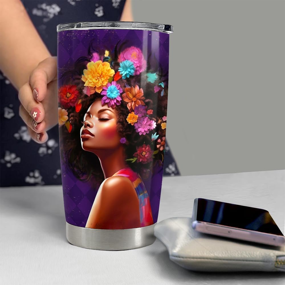 SANDJEST Inspirational Gifts for Women Black Woman Inspiration Tumbler 20oz Stainless Steel Insulated Coffee Travel Cup Mug Motivational Gift for Women Birthday Christmas - Image 6