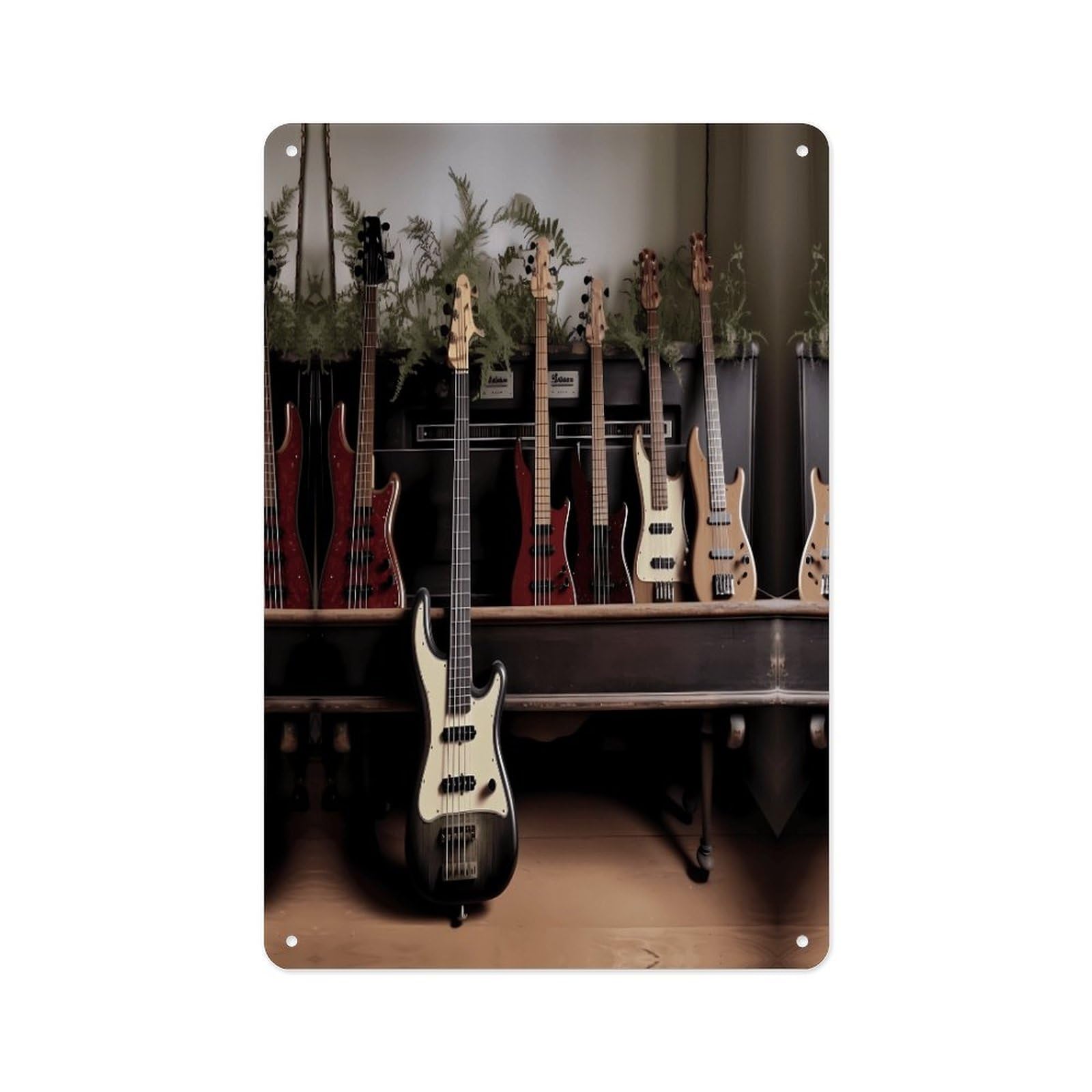 Fekiloot Style Guitar Bass Music Musical Wall Decor Metal Signs Tin Signs Poster