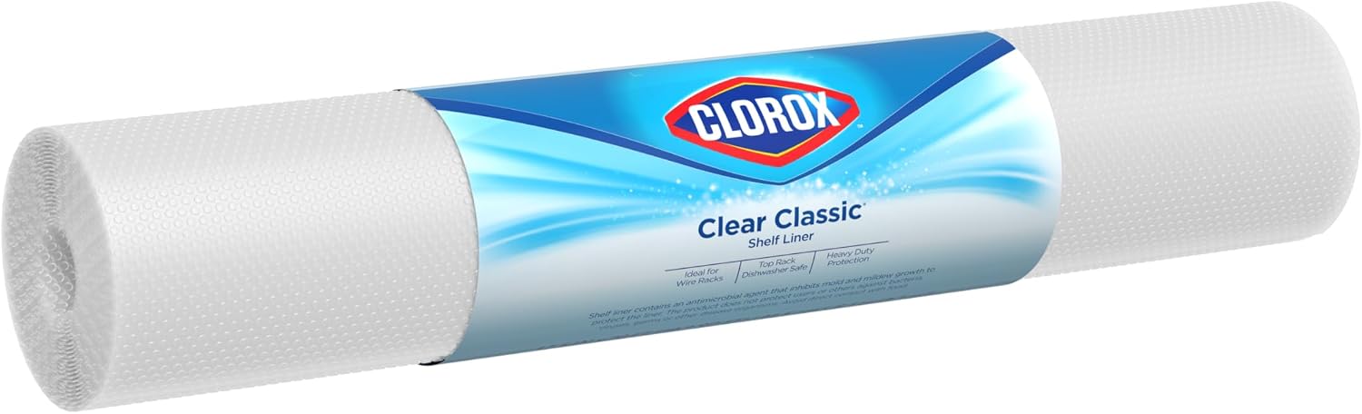 Duck Easyliner with Clorox Clear Classic Non Adhesive Shelf Liner, 20 Ft