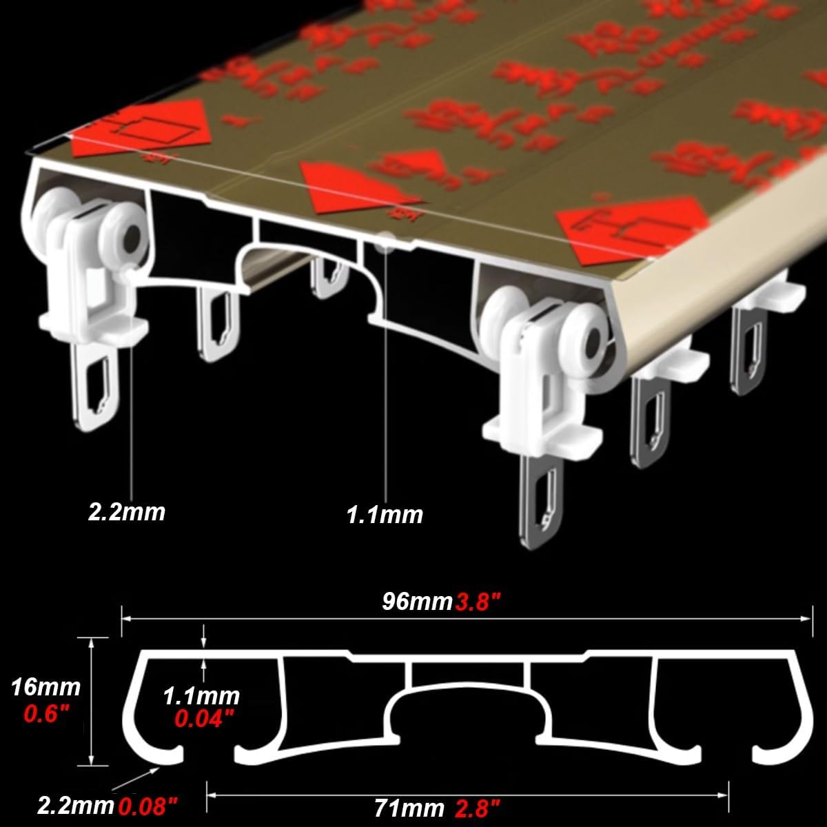 Heavy-Duty Double Track Curtain Set, 7.2ft Ceiling Tracks for Room Dividers, Privacy Screens, Hospital Use - Durable White Curtain Rods (220cm/2 * 110cm)