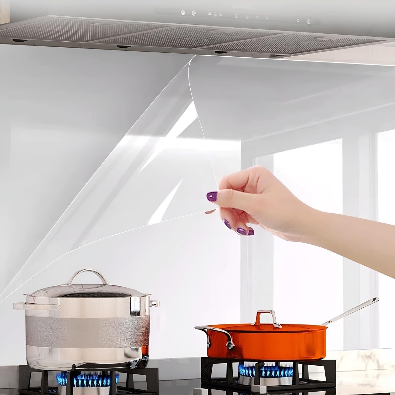 Clear Wall Protector, Self-Adhesive, Kitchen Backsplash Wall Protector - Shelf Liner, Whiteboard, Wallpaper, Door Guard for Dog Cat Scratching (15.7in X 16.4ft)