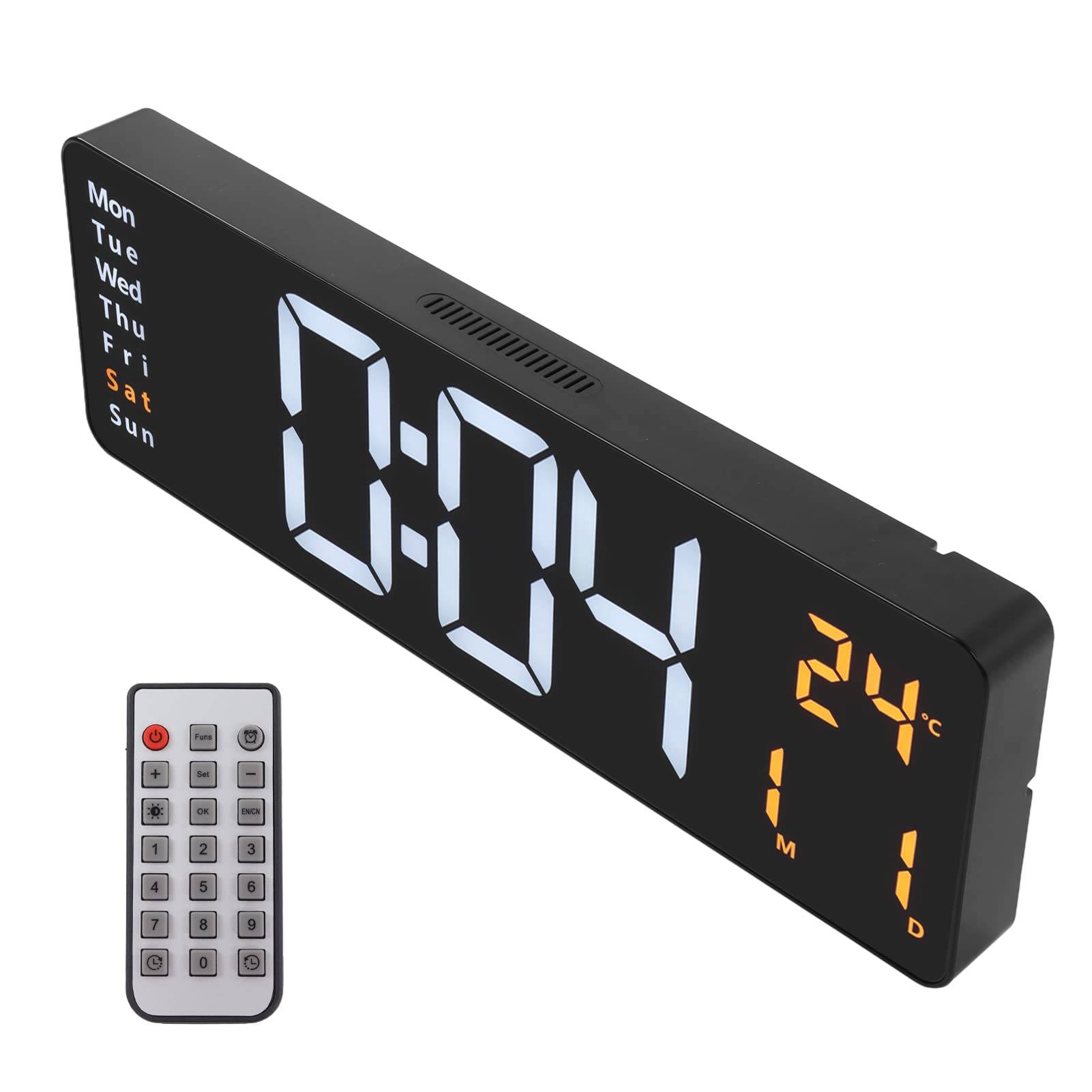 Ejoyous Orologio Digitale da Parete ABS LED Ampio Display 39 X 13 X 3,2 Cm con Telecomando 10 Livelli di luminosità Data Temperatura Timer Allarme per Palestra Ufficio Negozio Garage