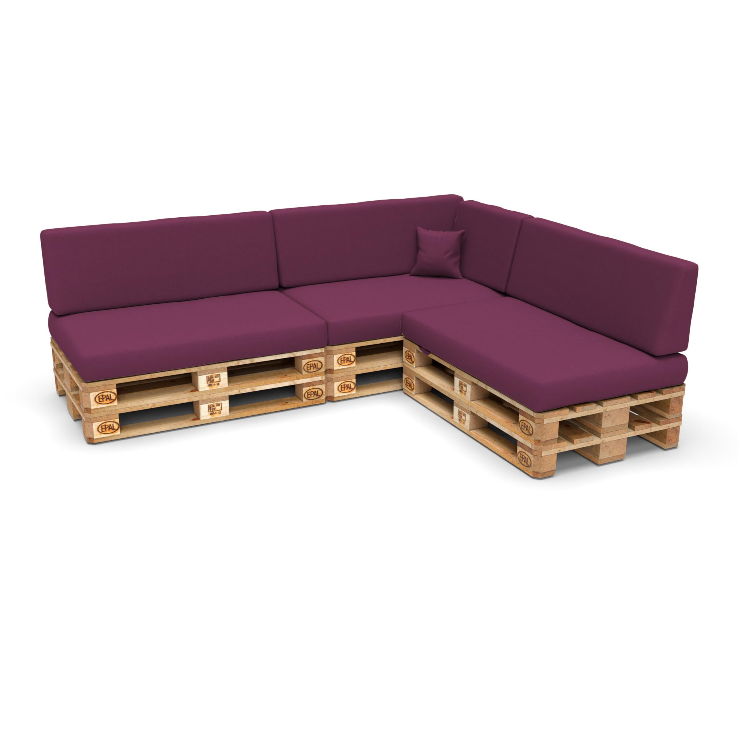 POKAR Euro Pallet Seating Set of 2: 1x seat cushion 120x80cm + 1x back cushion 120x40cm, cold foam, removable covers, Home Garden Furniture DIY, indoor outdoor pillow, without pallets, Beige — view 230