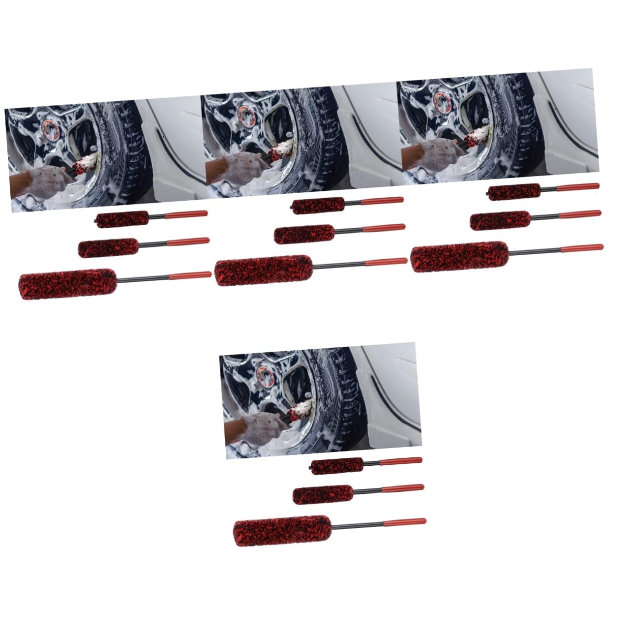 Amosfun 4 Set Spazzola per La Pulizia degli Pneumatici Automobile Spazzole Circolari Spazzola per Cerchi Auto Spazzola per Pneumatici Puscella di Pulizia delle Ruote Lana Vergine 3 Pezzi*4