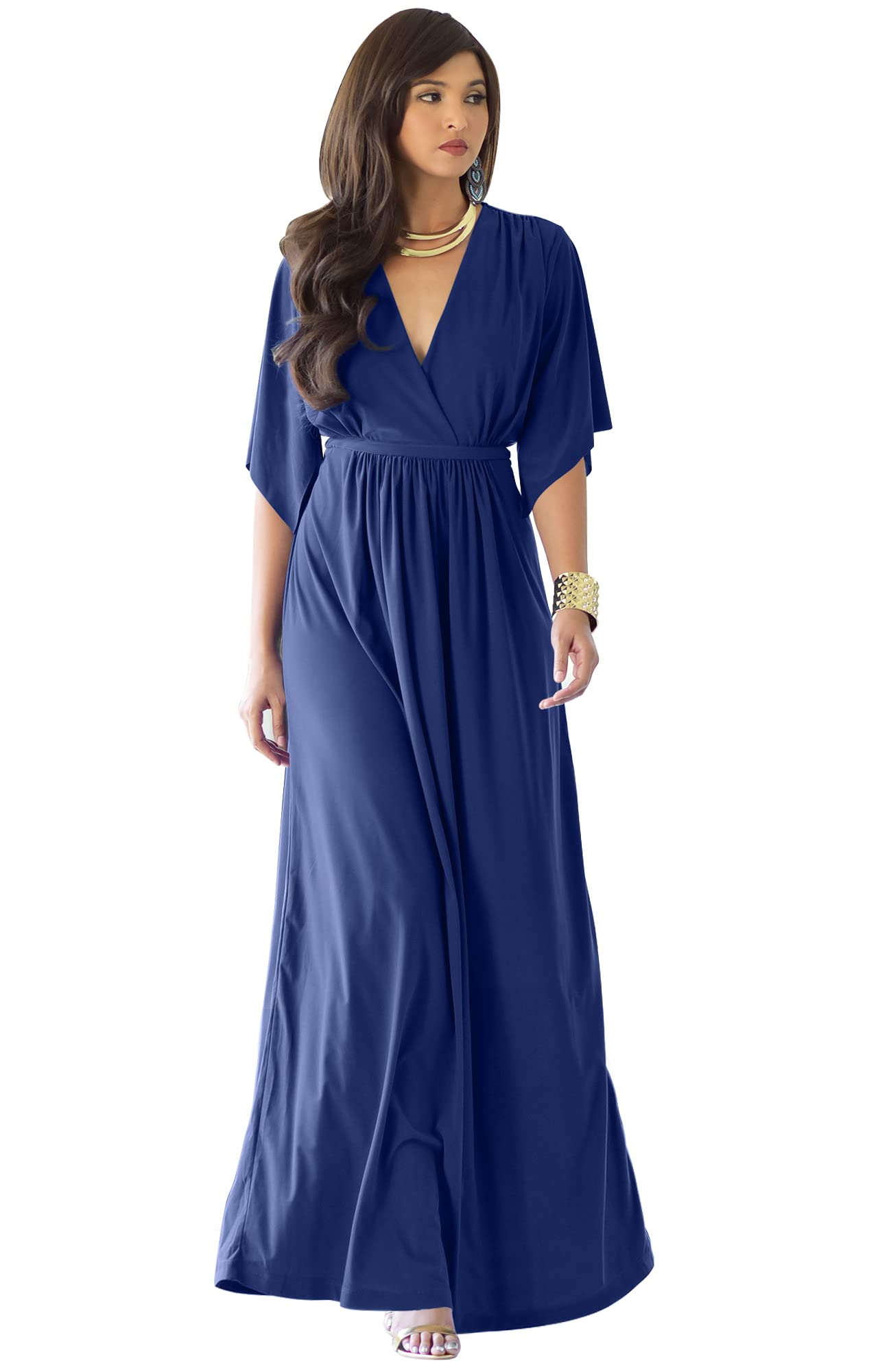 green emerald velvet dress Soft Textured Rayon - Empire Waist Caftan Pocket Dress