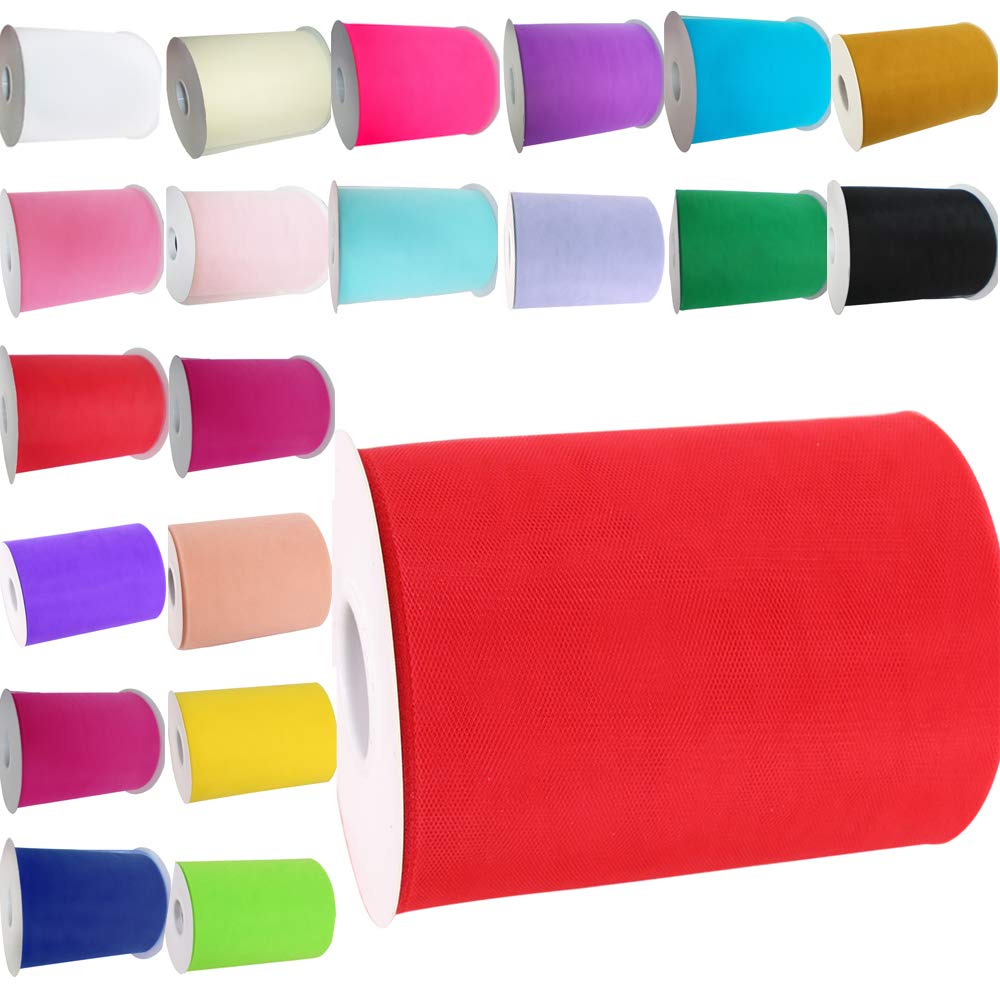 Time to Sparkle 2 Rolls Tulle Roll Spool 6 Inchs x 100yards Tutu Party Birthday Wraping Crafts Bridal Bow Skirt Wedding Decor - Coral — image 1