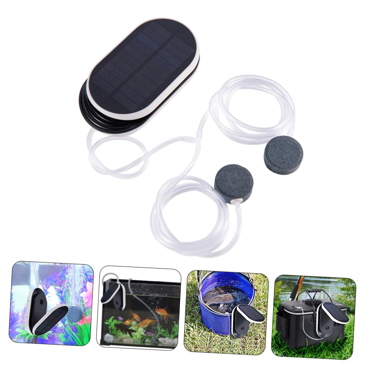 POPETPOP Pompa Solare di Ossigeno Portatile Aeratore per Acquari e Laghetti 3600mah 3 Modalità di Funzionamento Leggera e Silenziosa per Pesca e Giardino