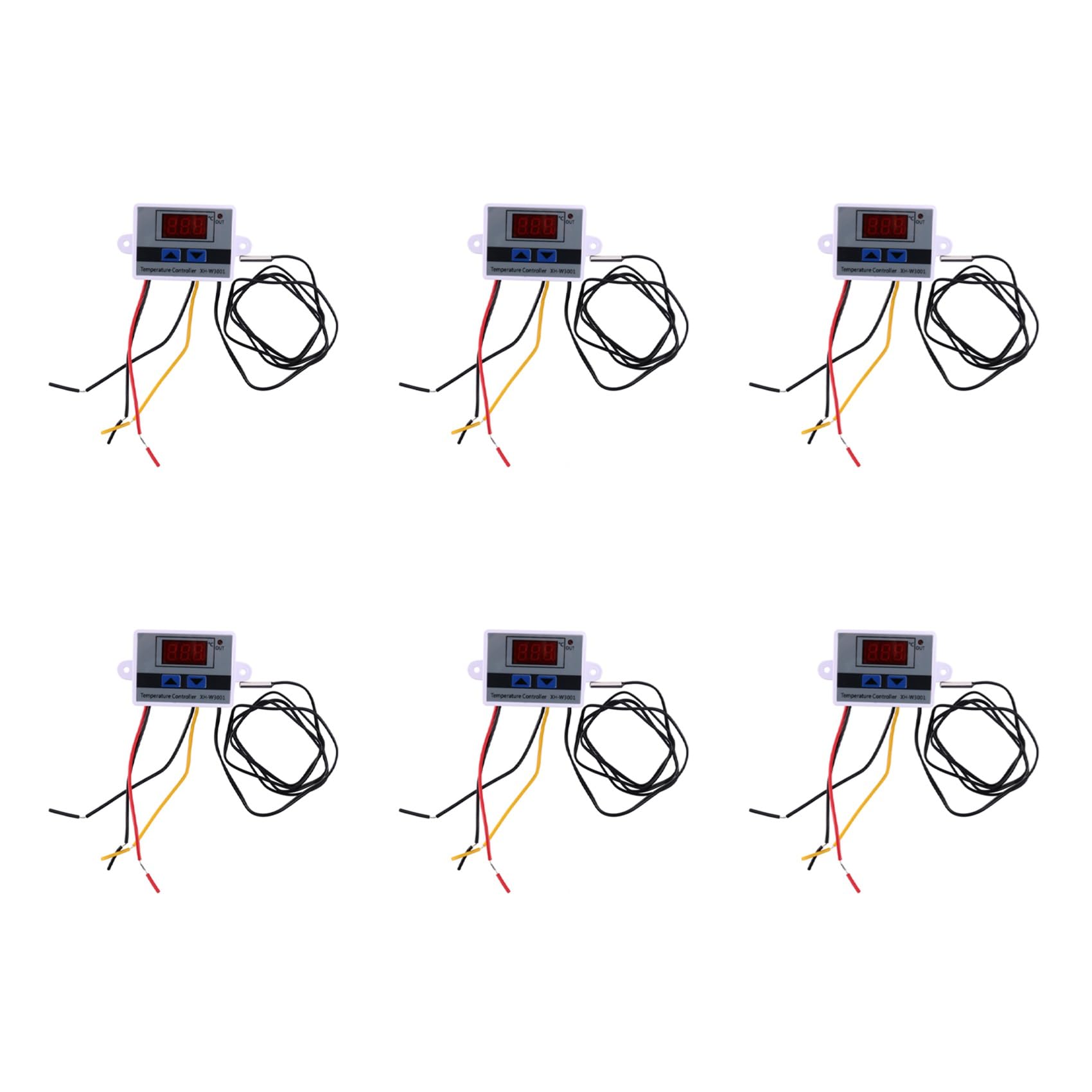 Jnchdghwa Gray&White 6X 10A Ac110-220V Digital Led Temperature Controller Xh-W3001 For Incubator Cooling Heating Switch Thermostat Sensor