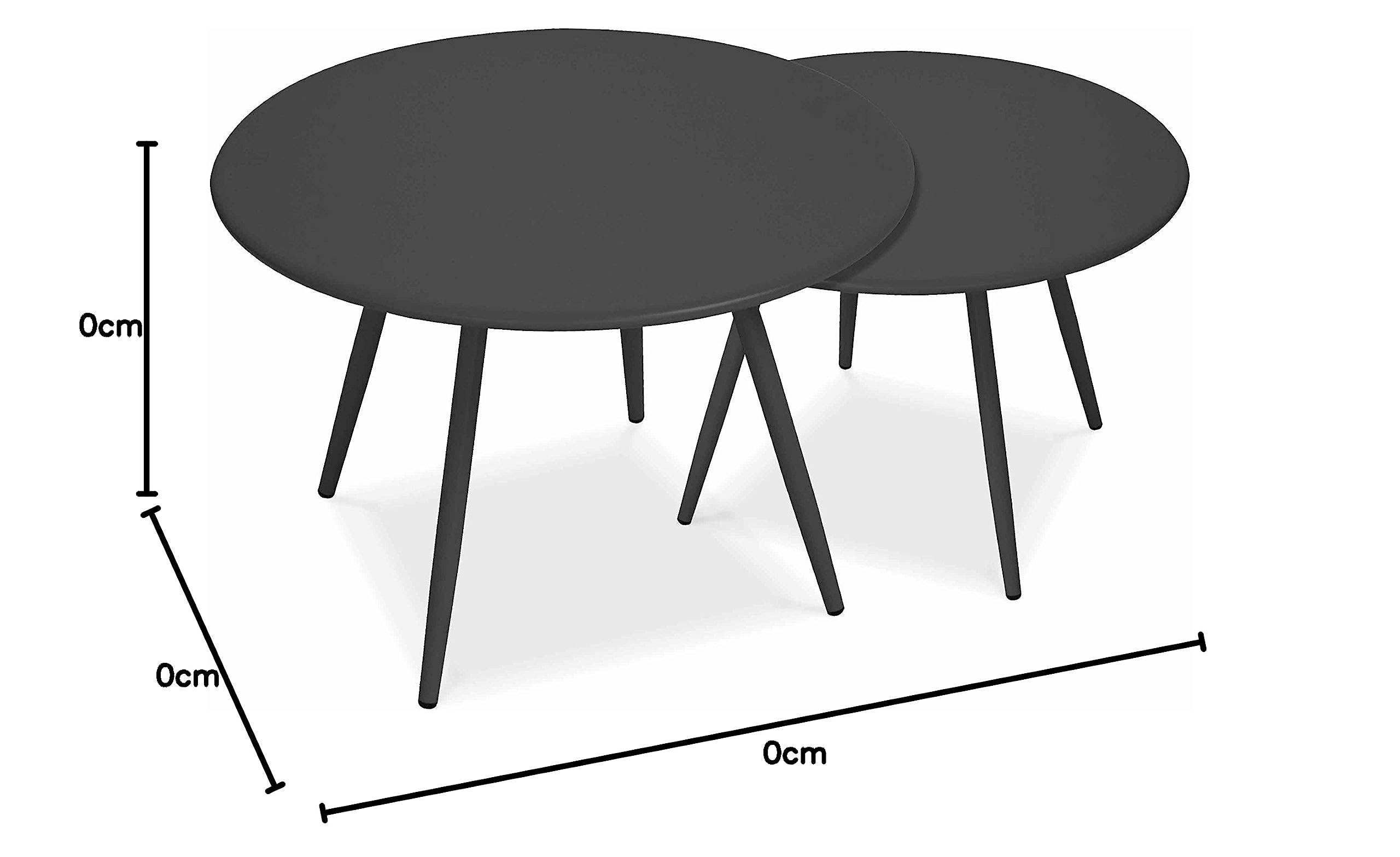 Oviala Lot de 2 Tables Basses de Jardin en Acier Anthracite - Palavas