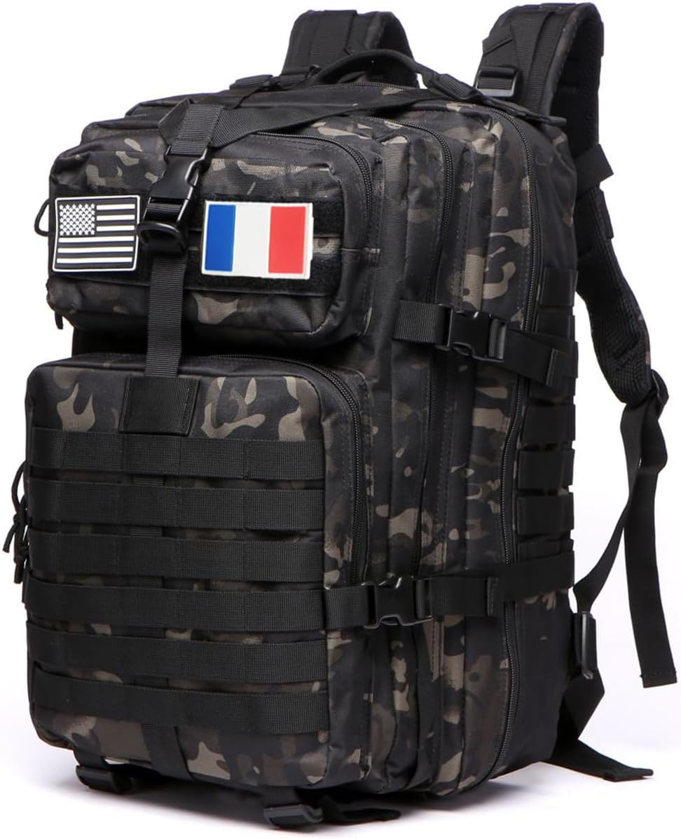 GUJOIN Tactical Backpack 50 Litres – Large Capacity Military Molle System Waterproof Ideal for 3 Day Emergencies Hunting Hiking and Camping Backpack for Outdoor