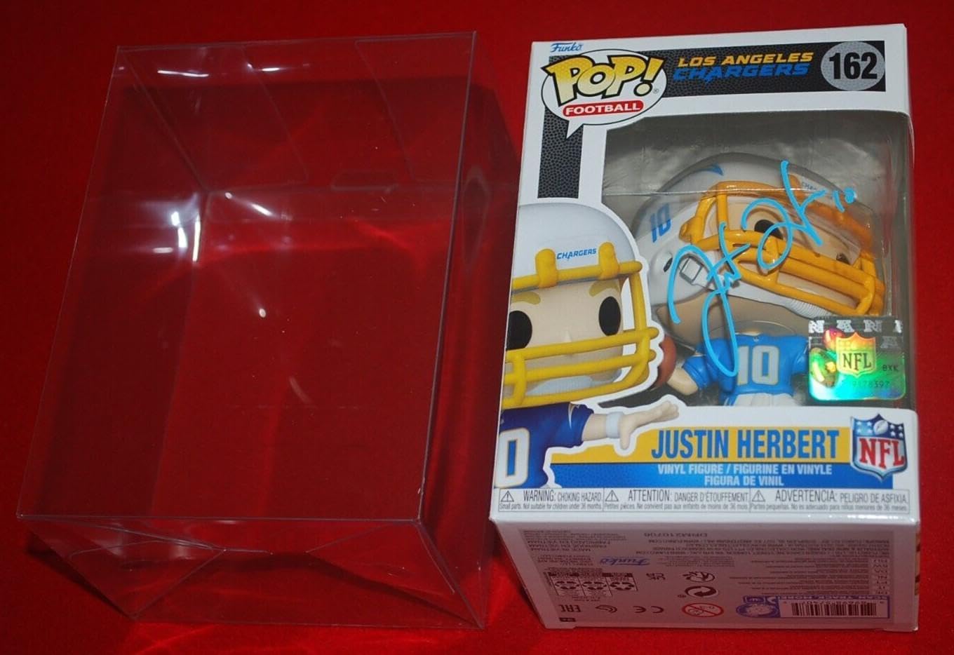 JUSTIN HERBERT LA CHARGERS Signed FUNKO POP Beckett Witnessed COA W452957 - Autographed NFL Figurines