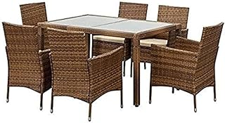 Outdoor Rattan Dining Set - 6 Chairs and a Table for Gardens and Balcony
