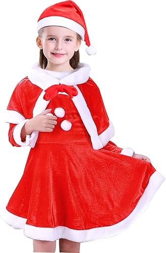 KaTiSeMo Disfraz de Papá Noel para niñas, disfraz de Papá Noel para niños, disfraz de Navidad, traje de Papá Noel para niños