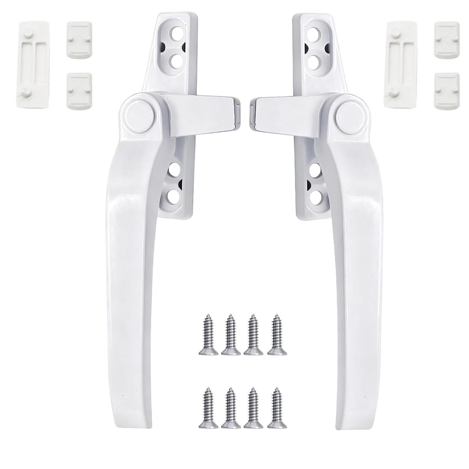 Wjelet 2 pcs Window Handle,Universal Right and Left UPVC Replacement Aluminum Alloy Double Glazing Window Handles with Fixing Screws for Windows and Sliding Doors(White)