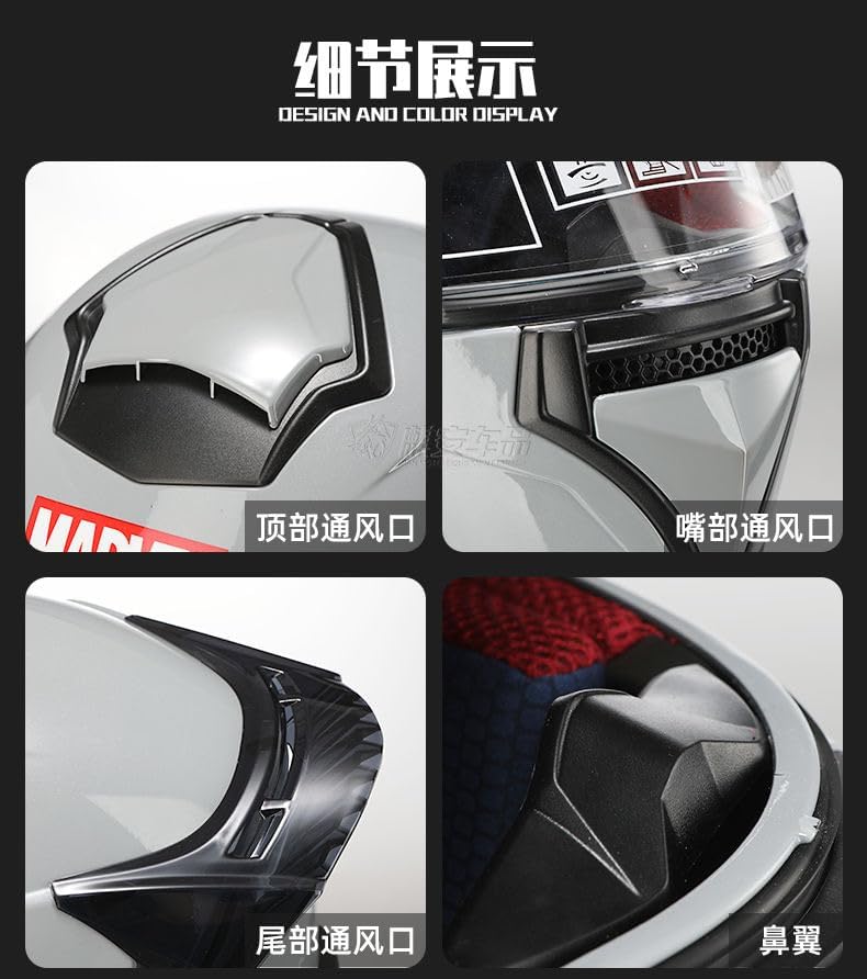 Miniatura 4 de Casco de motocicleta de cara completa El payaso aprobado por el DOT para motocicleta, ciclomotor, bicicleta de calle, equitación, motocross,