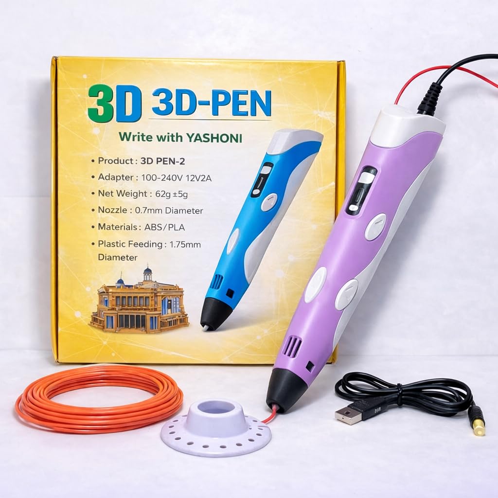 Yashoni 3D Printing Pen for Kids – Safe & Easy Starter Kit with Filaments & Stand | Smooth No-Clog Drawing | LCD Display, Adjustable Speed | Creative 3D Drawing Pen Toy for Boys & Girls (Multicolor)-image-21