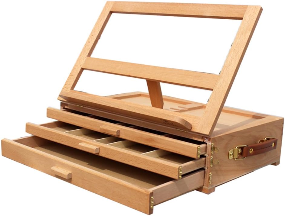 Kuyal Adjustable Tabletop Easel, Wood Sketchbox Easel 4