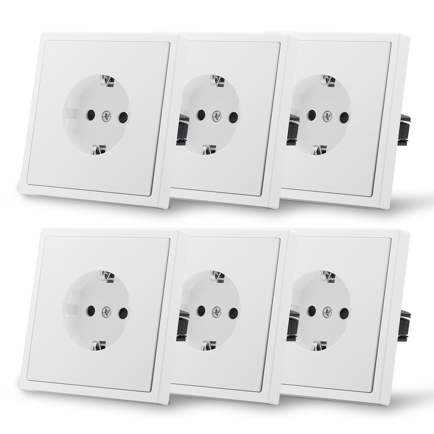 Prise EU-Standard, Prise Murale en Plastic, Installation Facile, 1 Gang 6 Pack, Blanc