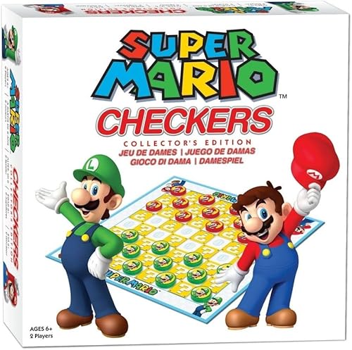 Super Mario Checkers Edición Coleccionista Con Mario y Luigi Damas coleccionables Perfecto para los fans de Mario