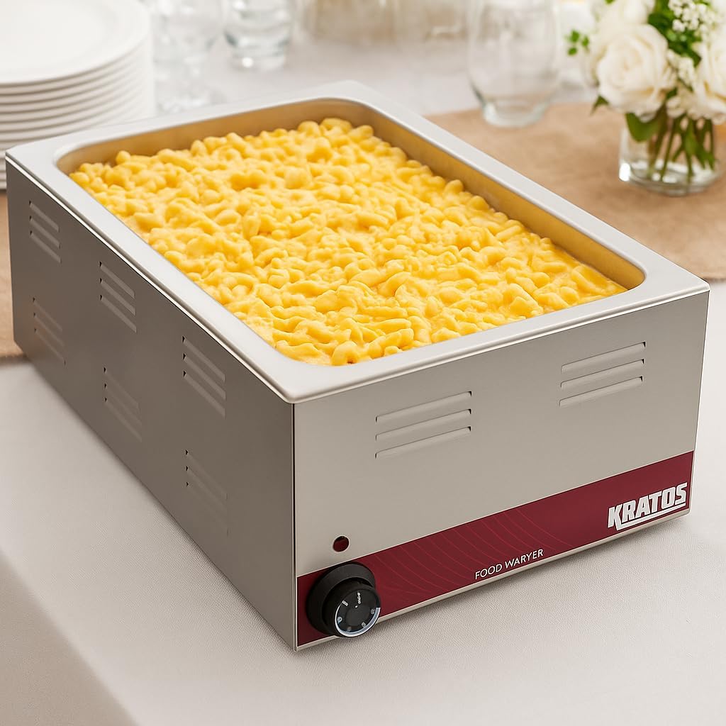 Kratos Commercial Electric Countertop Food Warmer | Portable Steam Table Food Warmer for Catered Events | NSF Certified |120V, 1200 Watts | Stainless Steel | Fits 12" x 20" Food Pans (28W-168)