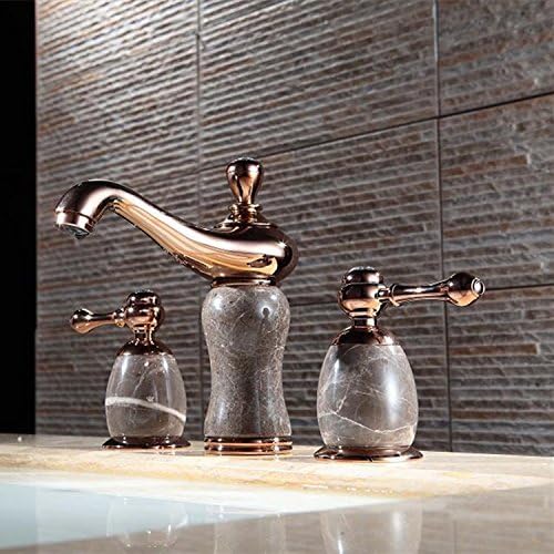 YUPE Lavatory Mixer Tap European copper antique jade gold hot and cold water basin tap , rose-gold Bathroom Sink Faucet