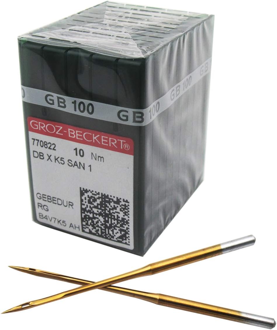 GROZ-BECKERT Needle in CKPSMS Clear Plastic Box - 100PCS Groz Beckert DBXK5 SAN1 GEBEDUR Titanium Coated Industrial Embroidery Machine Needles (Size 75/11)