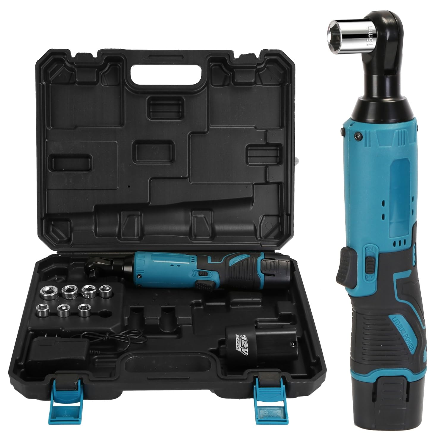 Cordless Ratchet Wrench Set, 12V Electric Ratchet Driver with 400 RPM Speed, 7 Sockets, 2 x 1200mAh Lithium-Ion Batteries & LED Light, Compact & Powerful Tool for Auto, Home, and Construction Repair