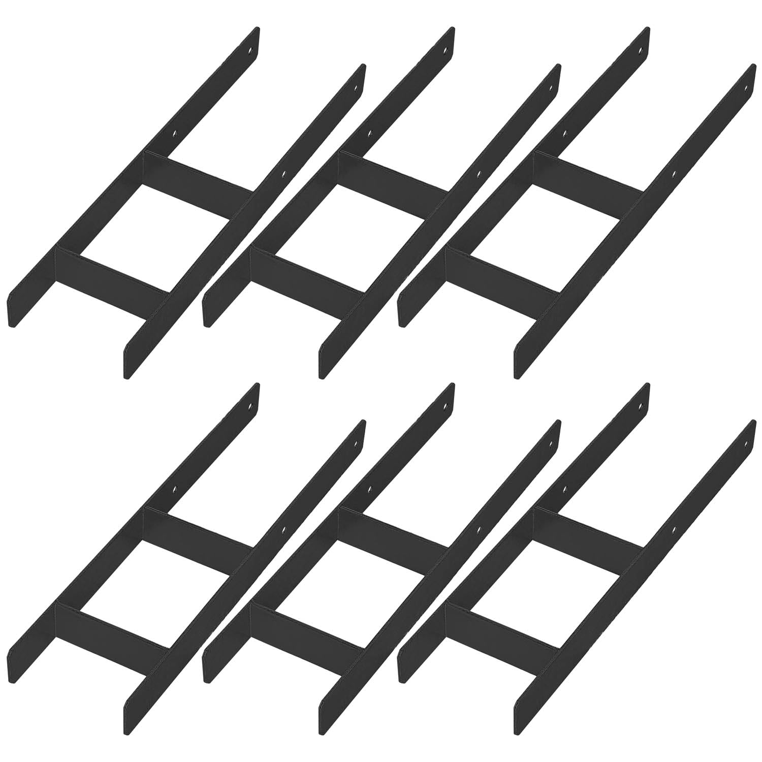 KOTARBAU® Pack of 6 H-Post Holders for Embedding in Concrete, 160 mm / 600 mm, Made of Galvanised Powder-Coated Steel, Black, Post Anchor, Joist Shoes, Support Foot, Post Shoe with Concrete Anchor — image 1