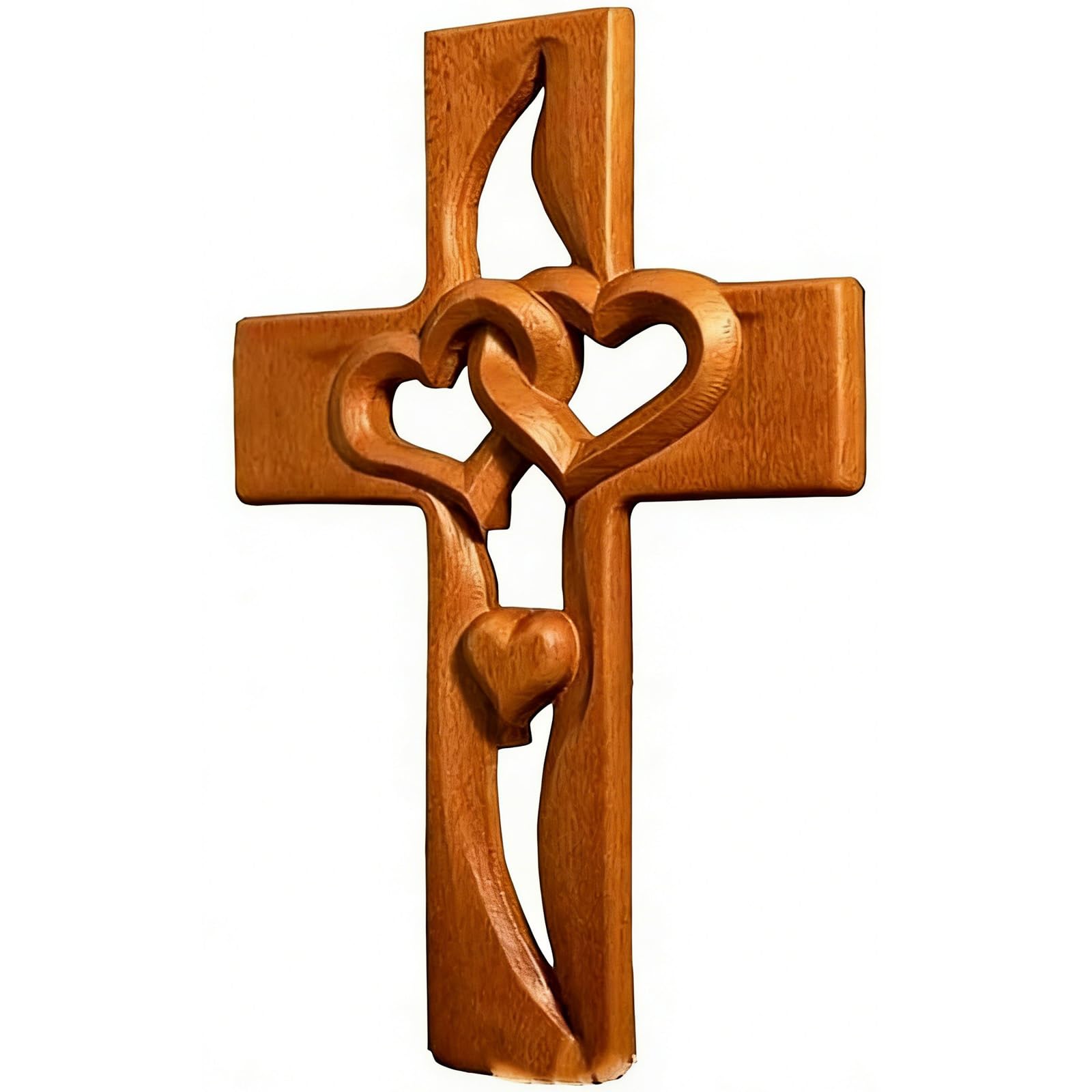 Croix en bois sculptée à la main pour décoration murale