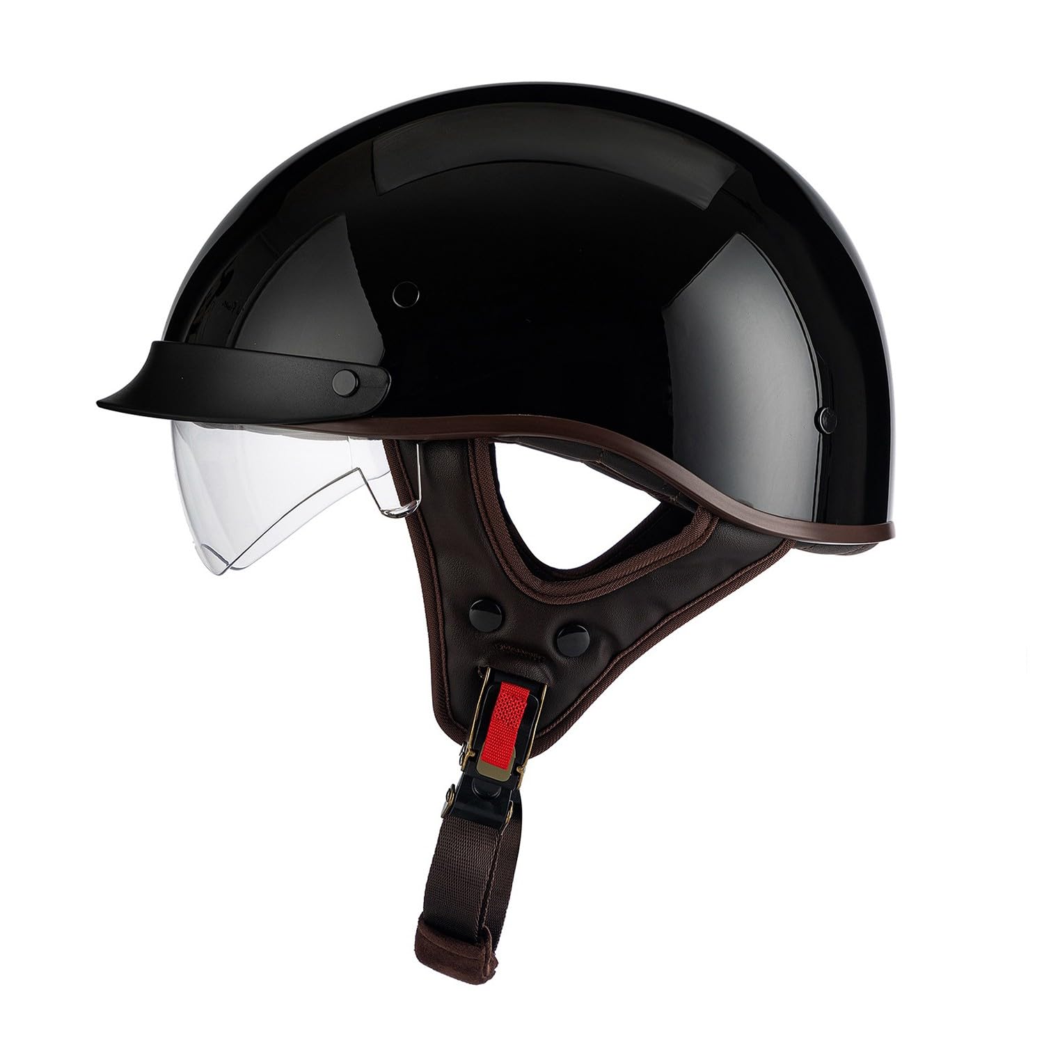 Mezzo Casco Moto Retro Certificato DOT & ECE Con Visiera Unisex Adulti