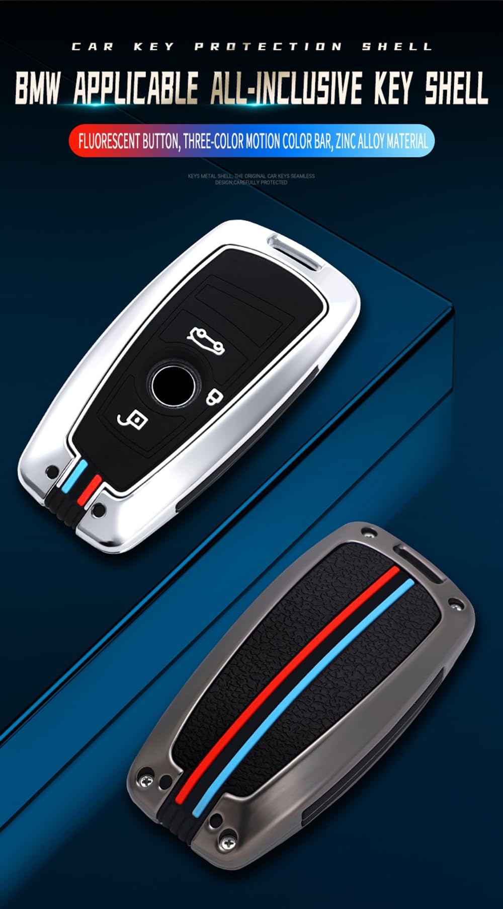 ontto Etui na kluczyki samochodowe pasuje do BMW F20 F30 G20 F31 F34 F10 G30 F11 X3 F25 X4 I3 M3 M4 1 3 5 metalowe 3 przyciski czarne