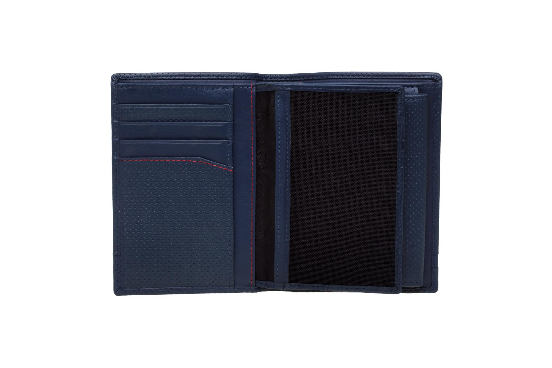 Valentini Portfel Męski - 15 Przegródek na Karty i Dokumenty - Ochrona RFID - Skóra Naturalna - 13 x 9,5 cm Czarny Perforated