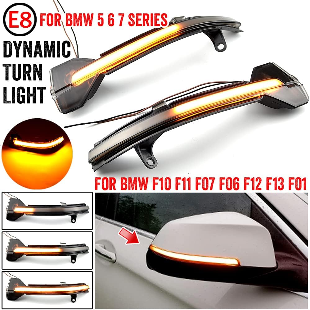 2pcs Dynamic Sequential Blink Compatible with B-MW 5 6 7 Series F10 F11 F07 F06 F12 F13 F01 LED Side Mirror Turn Signal Light Assembly