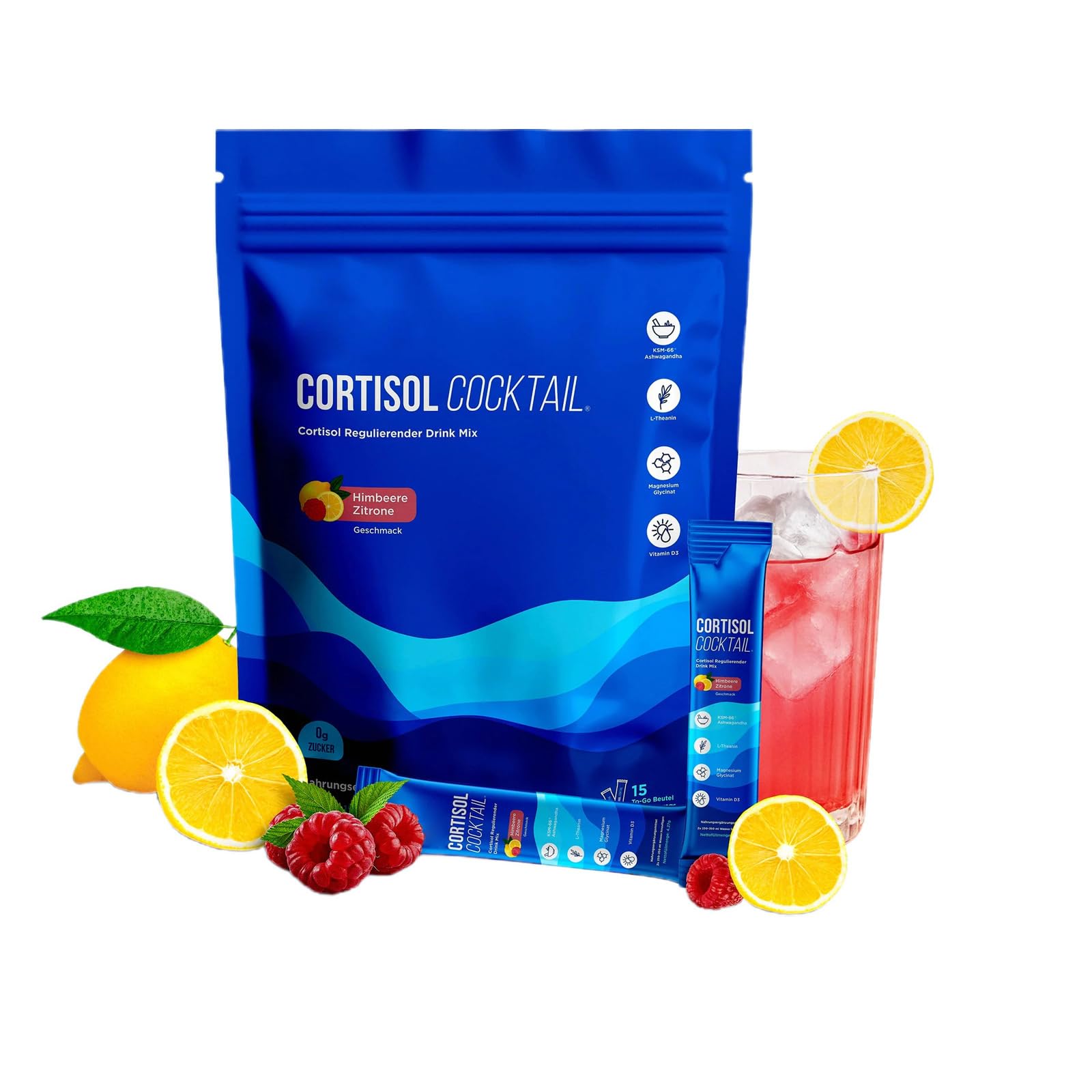 Cortisol Cocktail Pulver, 20 Stück Supercalm Pulver für Cortisol Senken Abnehmen, Konzentration Steigern, Entspannt Bleiben, Geeignet für alle Altersgruppen (1 Pack)