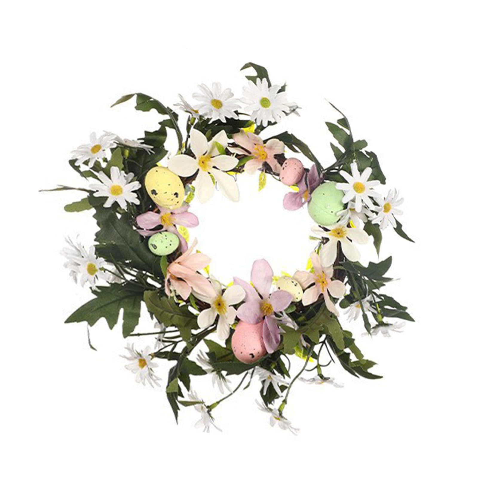 Jazuaiao C Artificial Flower Wreath With Eggs And Blooms Garlands For Home Wall And Garden Decorations Door Hanging Front Door Decoration